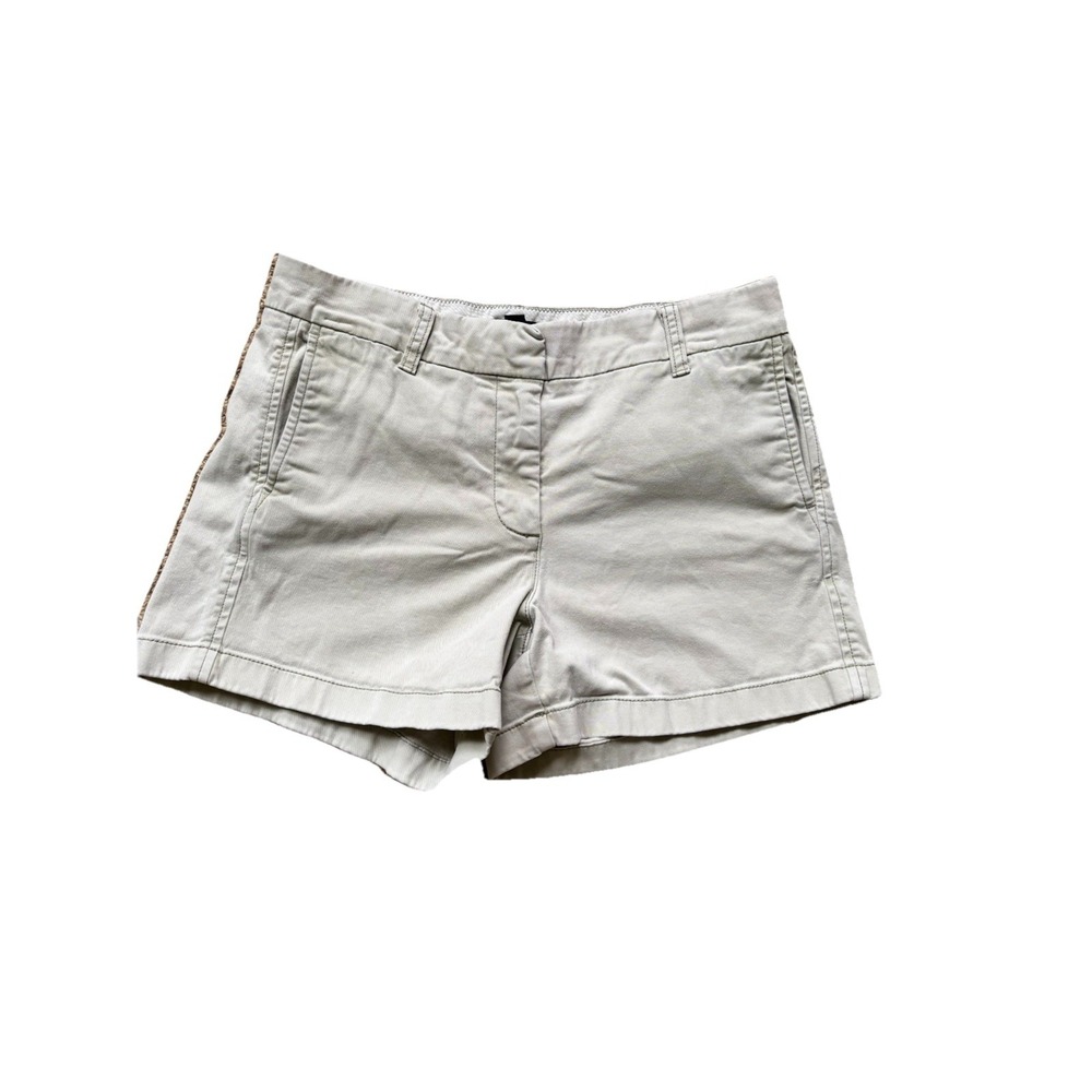 J. Crew Women's Chino City Shorts Size 6 Beige Khaki 4" Inseam Cotton Mid-Rise